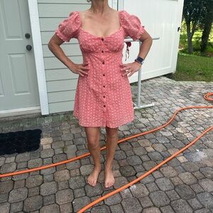 Chic Pink Buttoned Mini Dress